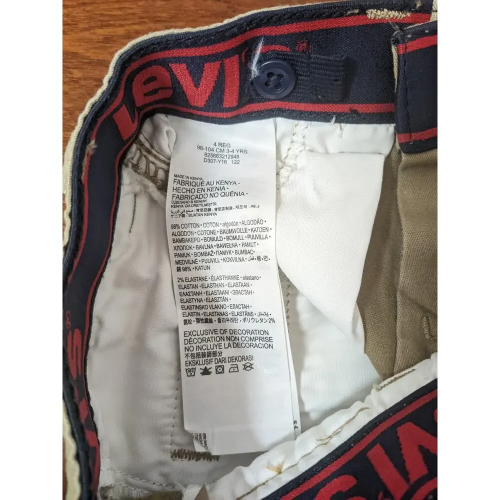 Levi's‎ Cargo Shorts Youth Boys 4 Tan High Rise Flex Stretch Below Knee Casual